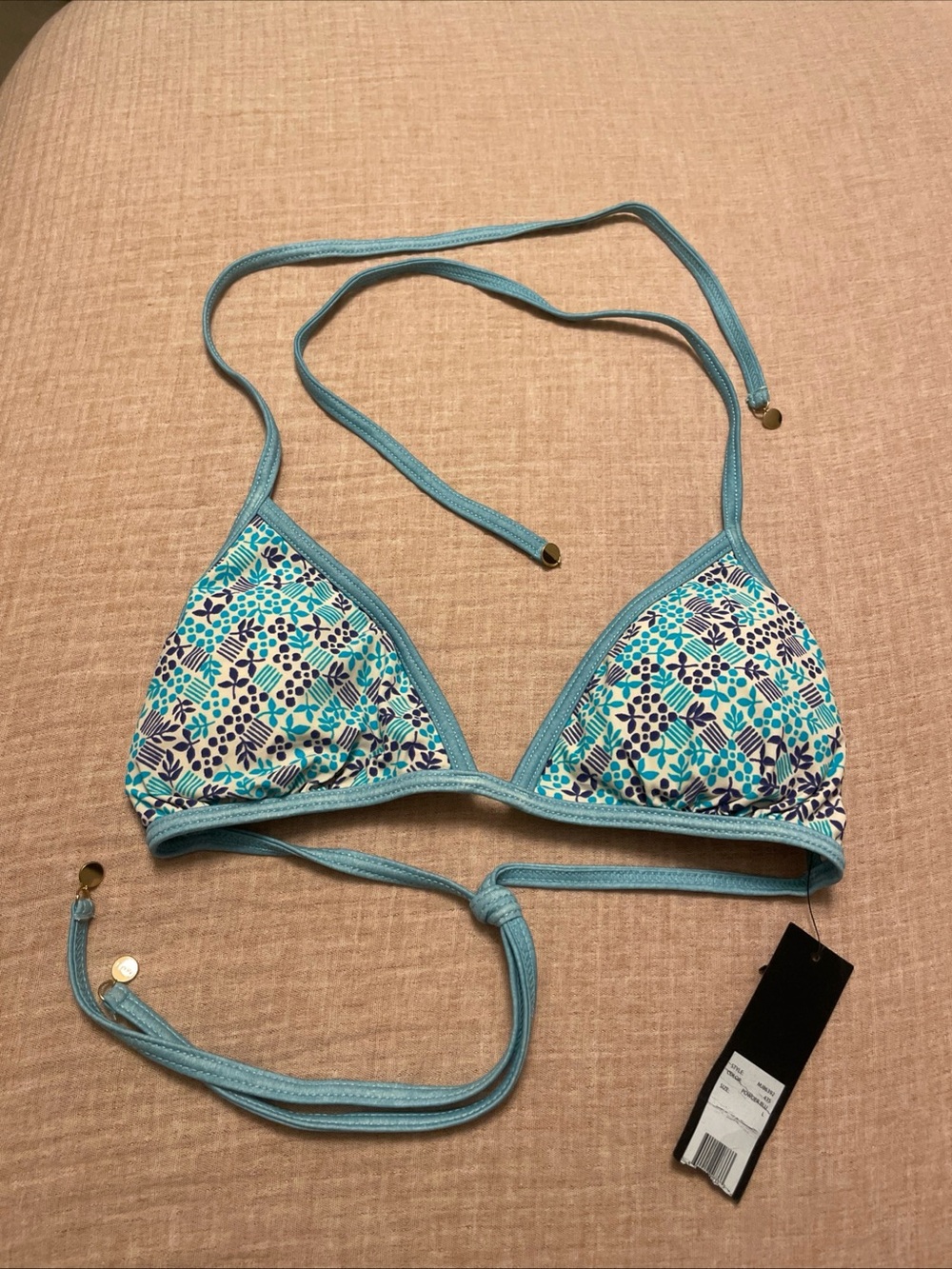 Marc by Marc Jacobs Women’s Bikini Top - Light Blue Floral NWT Large powder blue